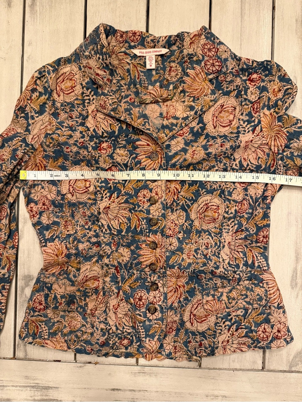 VTG Polo Jeans Co Ralph Lauren Floral Blazer Jacket Womens Small Y2K Boho Cotton - Picture 3 of 7